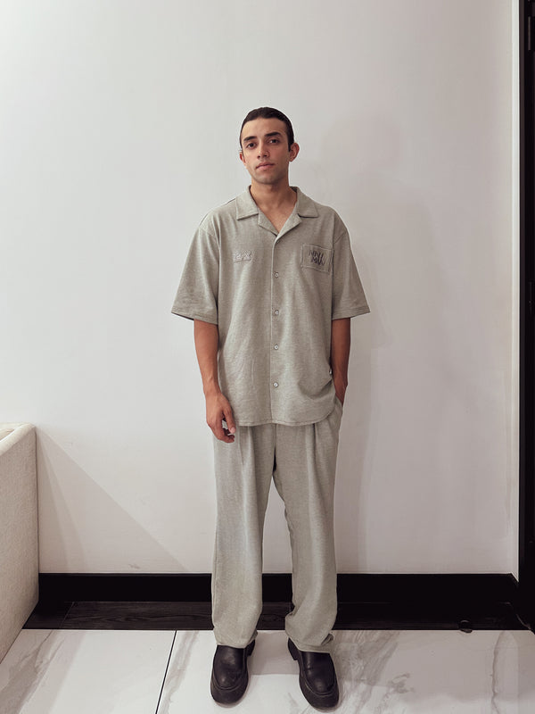 Cuban Collar Co-Ord – Greyish Green