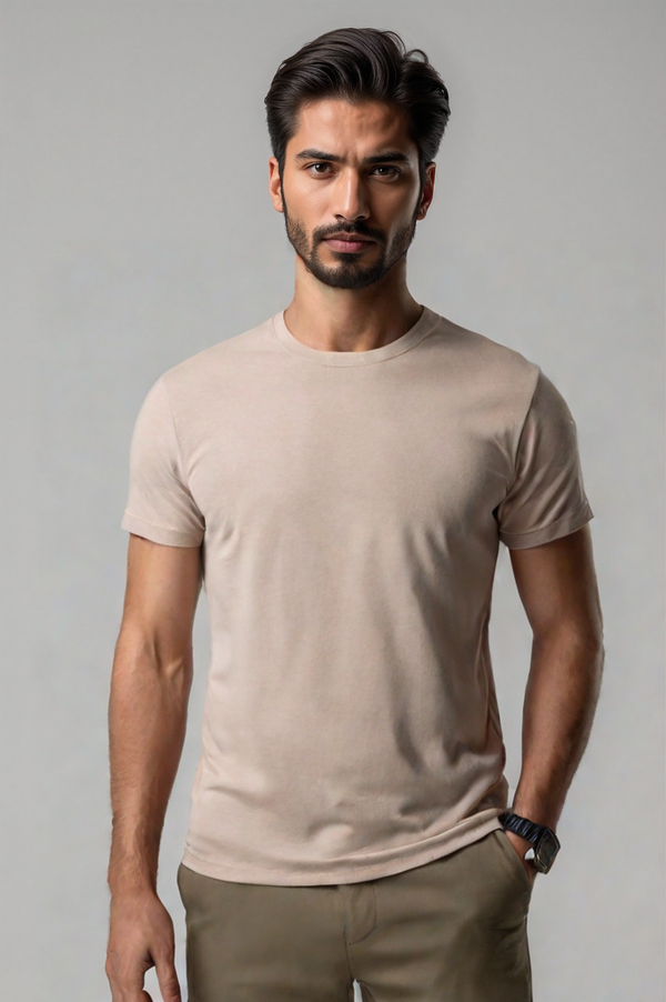 Basic Slim Fit Tee (Beige)