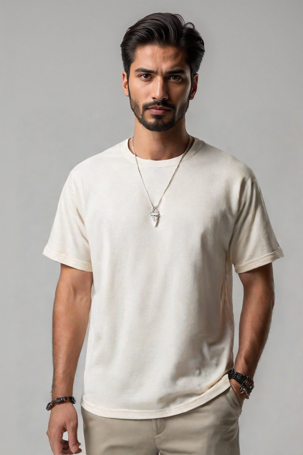 Basic Relaxed Fit Tee (Cream)
