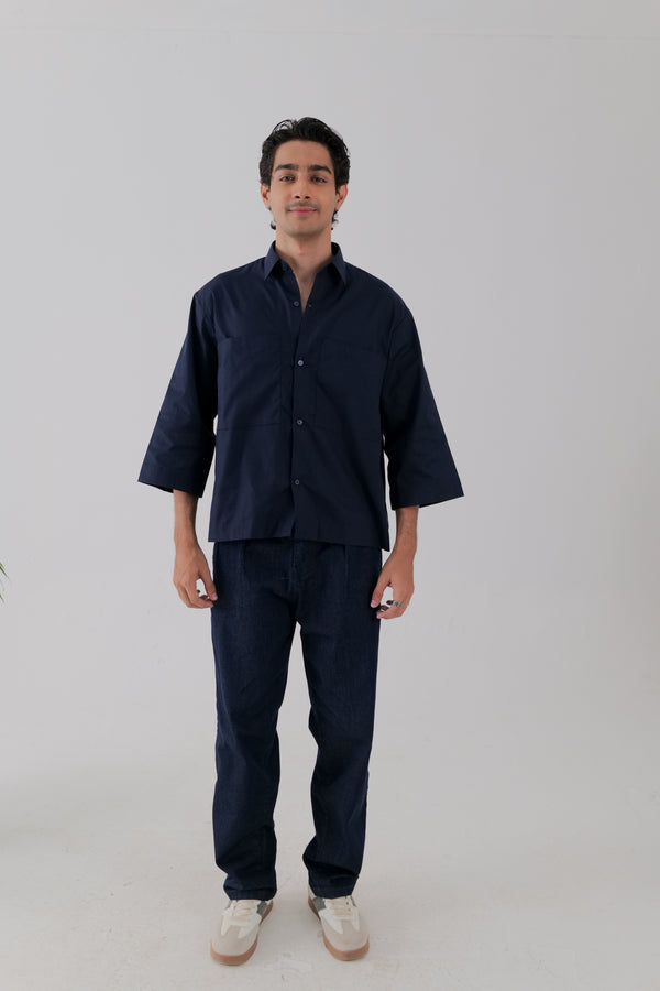 Oversized Utility Shirt – Navy Blue