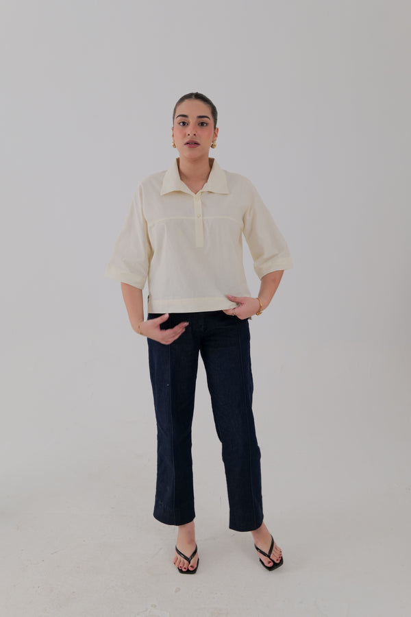 Oversized Cotton Shirt – Ash White