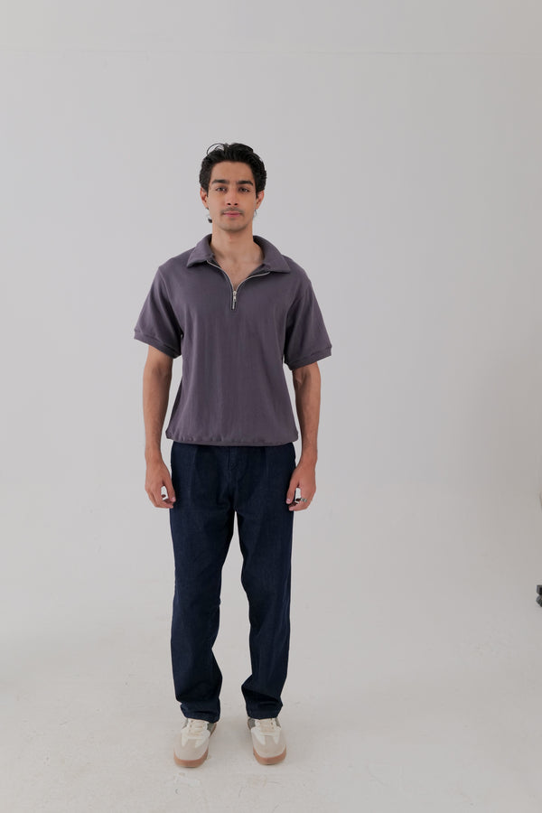 Half Zip Polo – Vintage violet